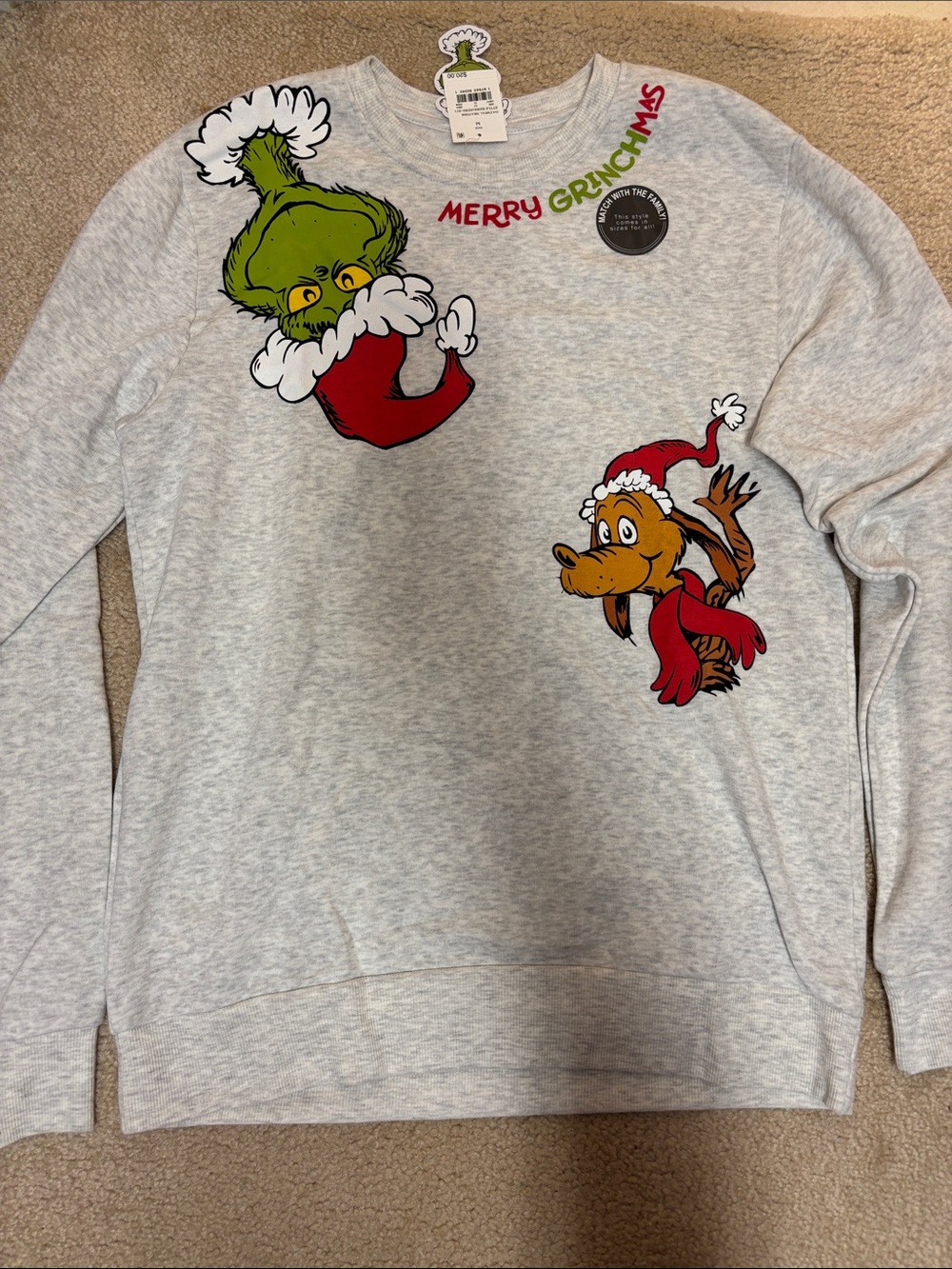 Target Gray Grinch Christmas Sweater -size medium